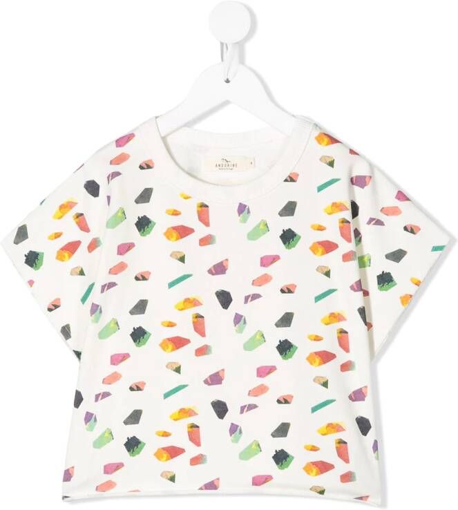 Andorine T-shirt met geometrische print Wit