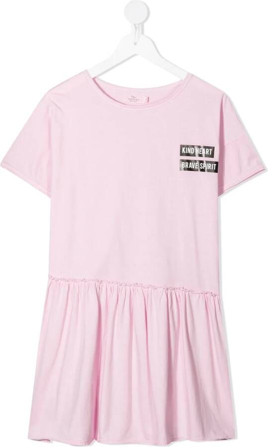 Andorine T shirtjurk met plooirok kinderen biologisch katoen 10 jaar Roze