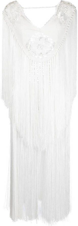 Andrea Almeida Jurk met macramé detail Wit