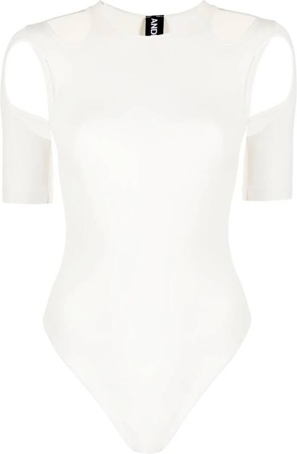 ANDREĀDAMO Body met korte mouwen Beige