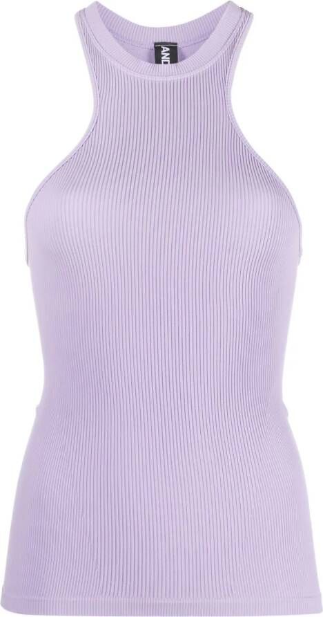 ANDREĀDAMO ribbed-knit tank top Paars