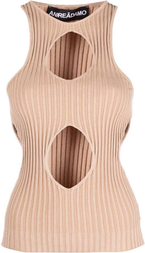 ANDREĀDAMO Ribgebreide top Beige