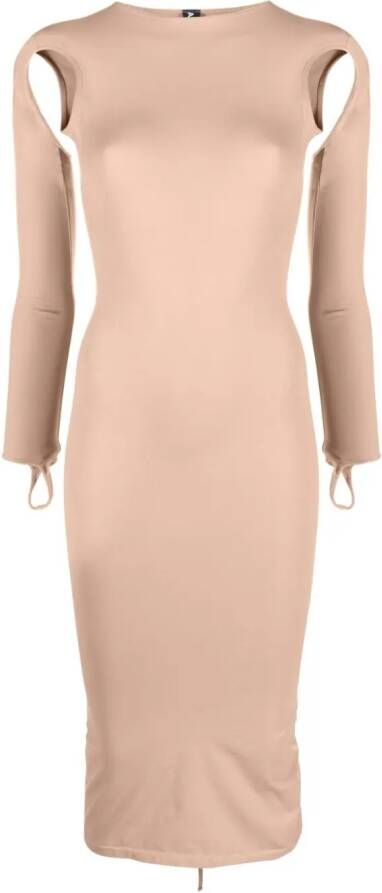 ANDREĀDAMO Uitgesneden midi-jurk Beige