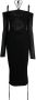 ANDREĀDAMO Midi-jurk met open schouders Zwart - Thumbnail 1