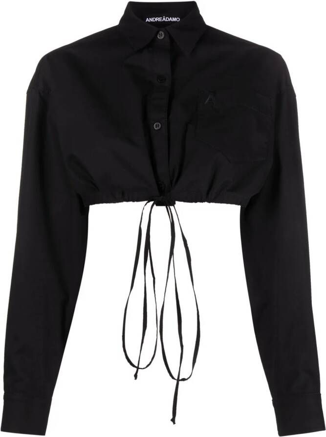 ANDREĀDAMO Cropped blouse Zwart