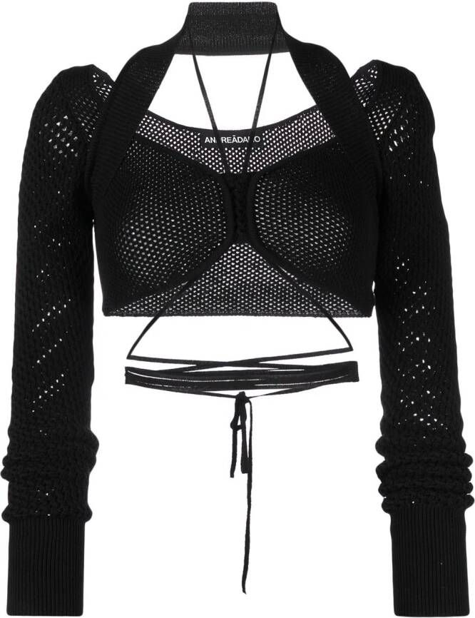 ANDREĀDAMO Cropped top Zwart