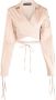 ANDREĀDAMO Cropped wikkelblouse Bruin - Thumbnail 1