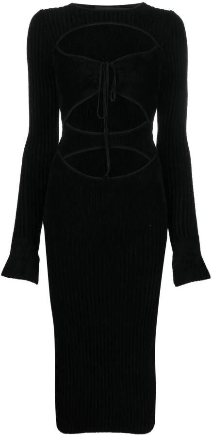 ANDREĀDAMO Geribbelde jurk Zwart