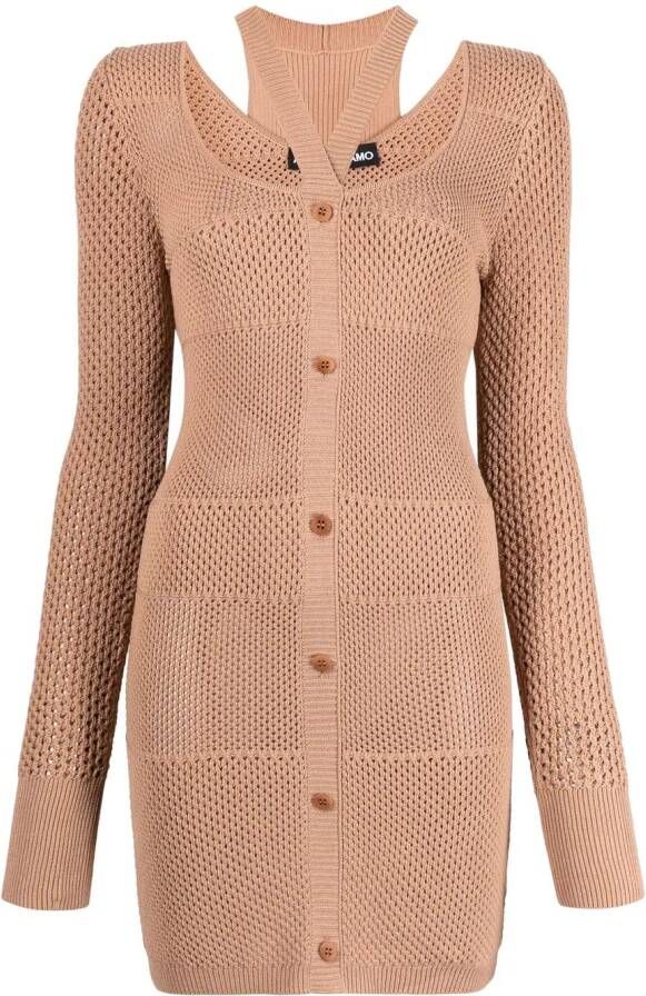 ANDREĀDAMO Gebreide midi-jurk Beige
