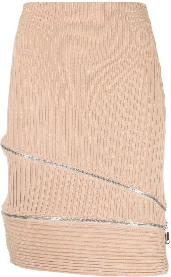 ANDREĀDAMO Geribbelde rok Beige