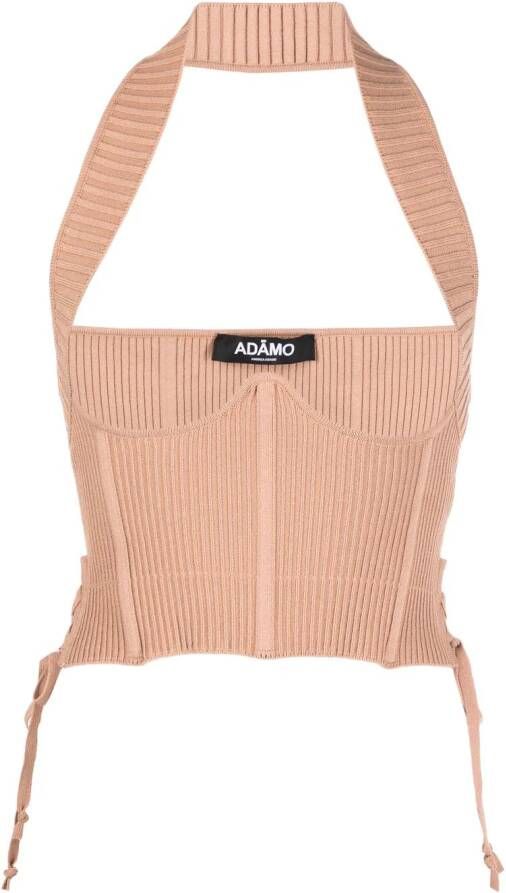 ANDREĀDAMO Ribgebreid korset Beige