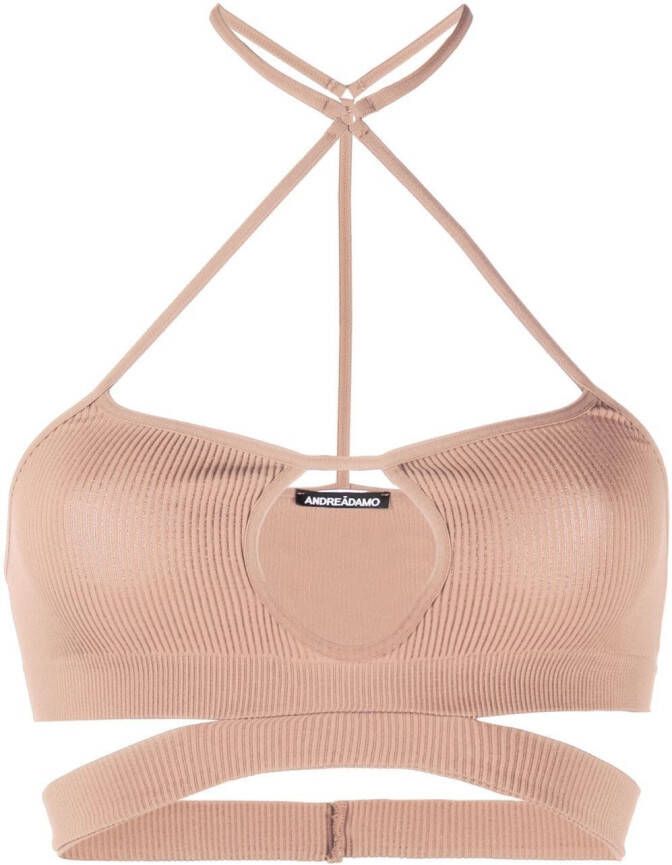 ANDREĀDAMO ribgebreide bralette Beige