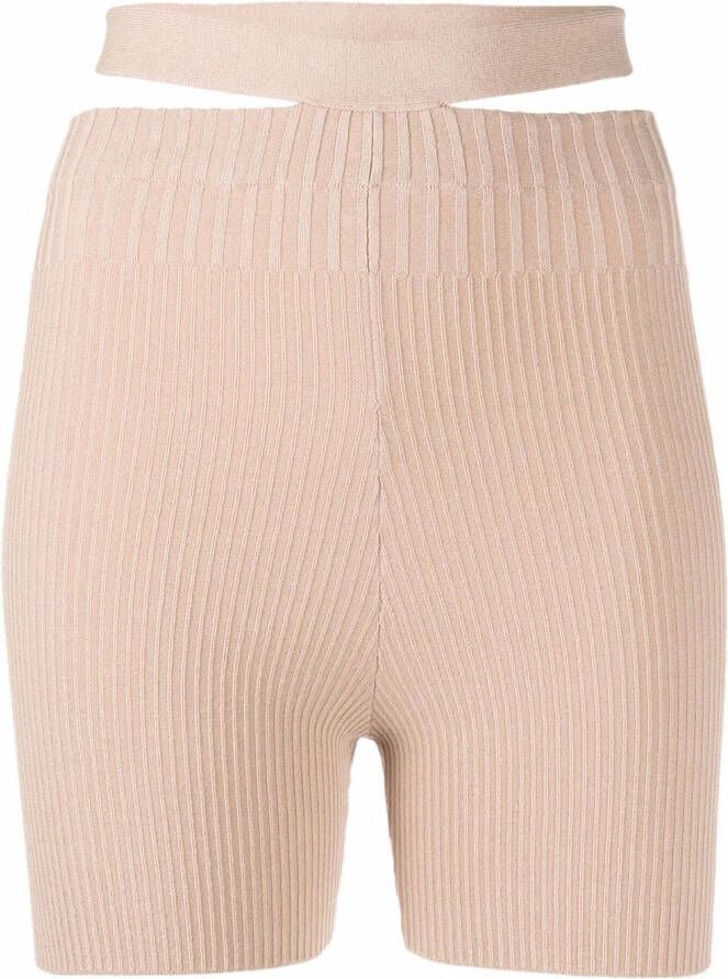ANDREĀDAMO Ribgebreide shorts Beige