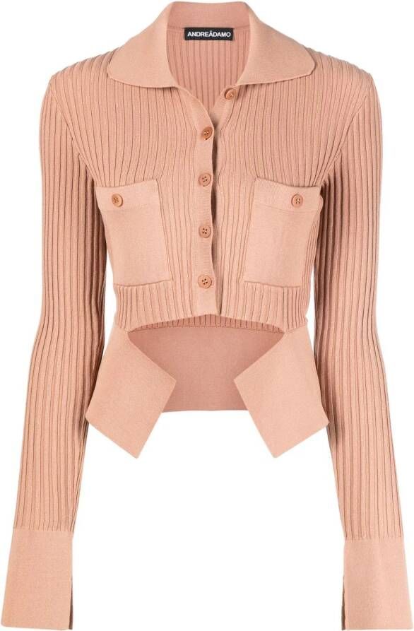 ANDREĀDAMO Ribgebreide top Beige
