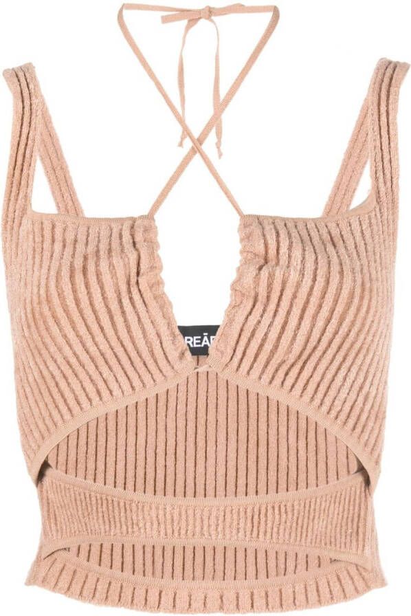 ANDREĀDAMO Top met ruches Beige