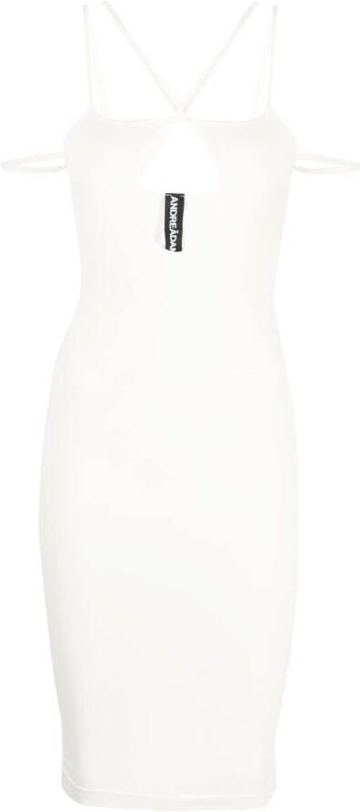 ANDREĀDAMO Midi-jurk met bandje Beige