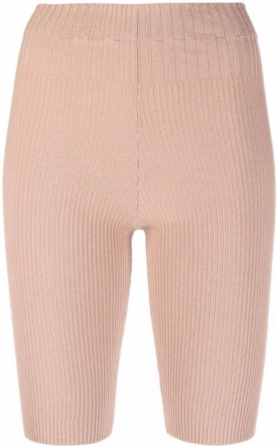 ANDREĀDAMO Ribgebreide fietsshorts Beige