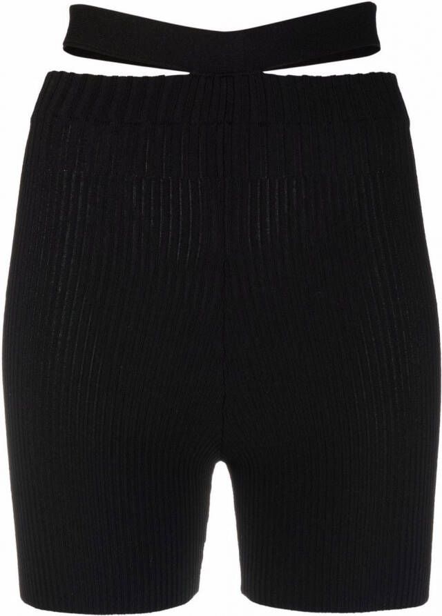 ANDREĀDAMO Ribgebreide shorts Zwart