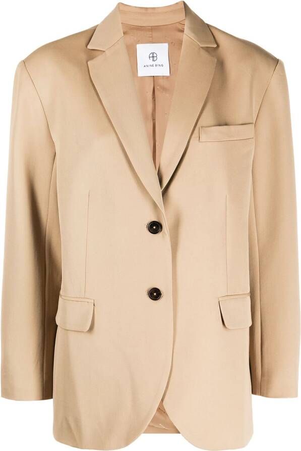 ANINE BING Blazer met enkele rij knopen Beige