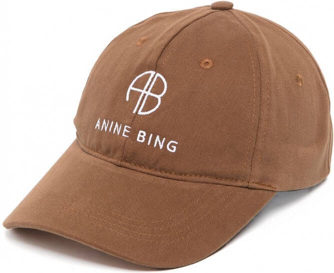 ANINE BING Honkbalpet met borduurwerk Bruin