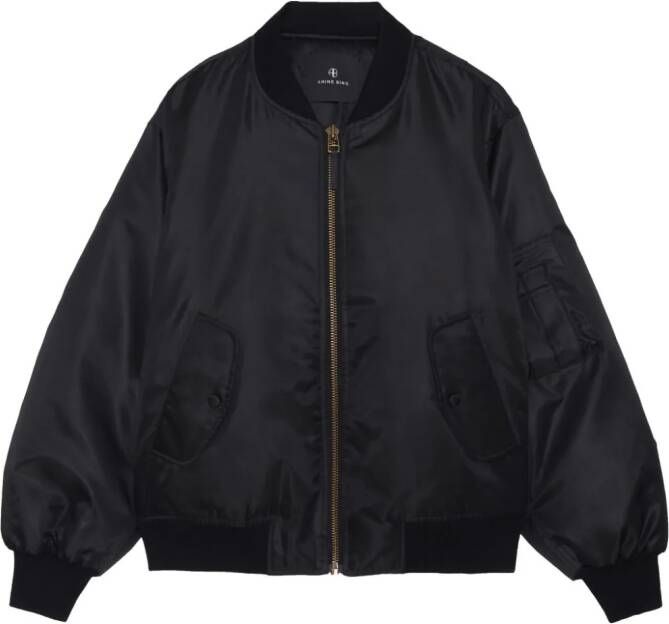 ANINE BING Leon bomberjack met logo Zwart