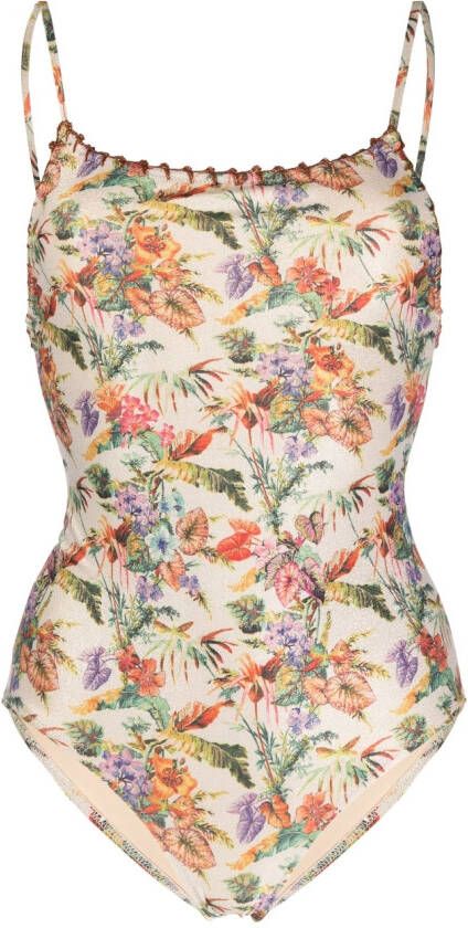 Anjuna Badpak met bloemenprint Beige