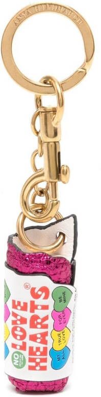 Anya Hindmarch Leren sleutelhanger Wit