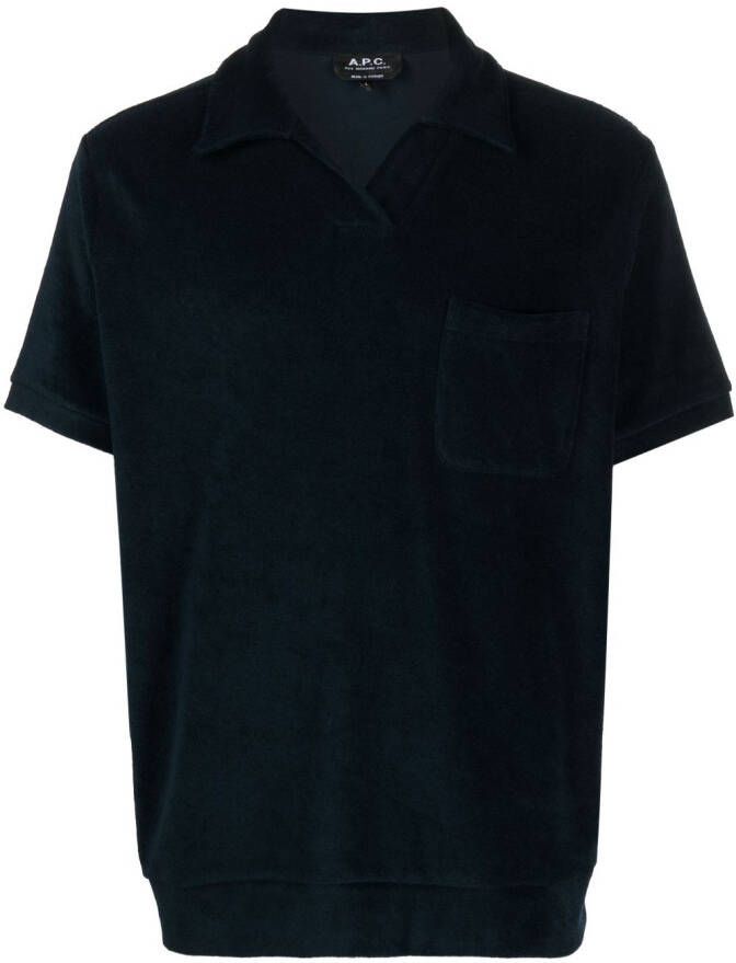 A.P.C. Agustino fleece poloshirt Blauw