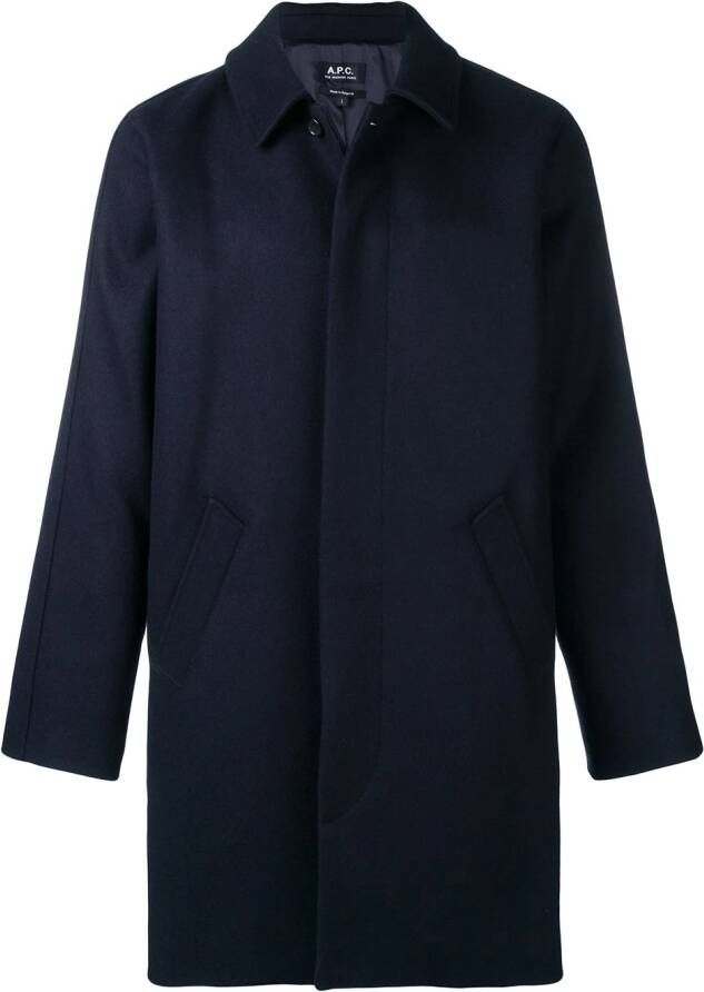 A.P.C. boxy jas met enkele rij knopen Blauw