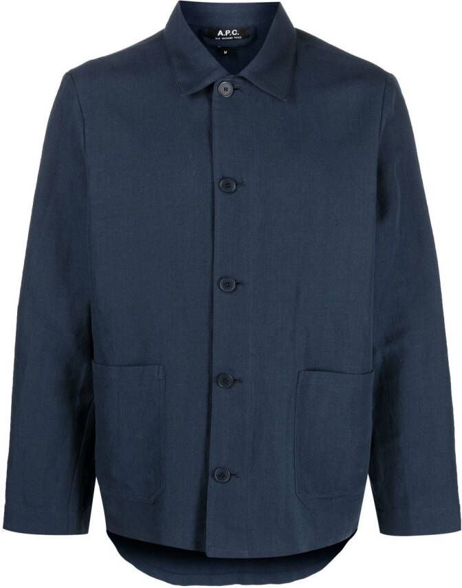 A.P.C. Button-up jack Blauw