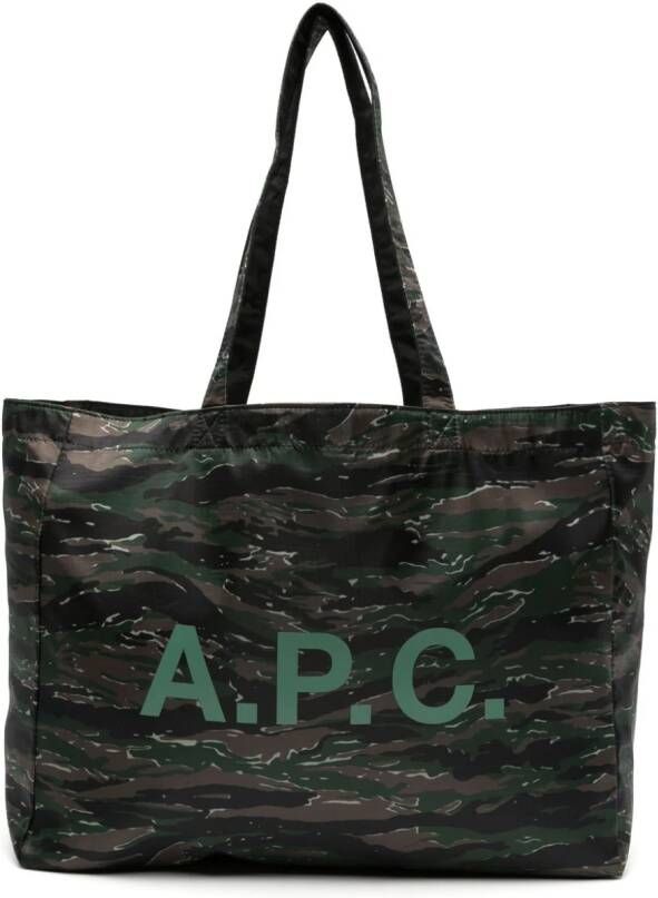 A.P.C. Shopper met camouflageprint Groen