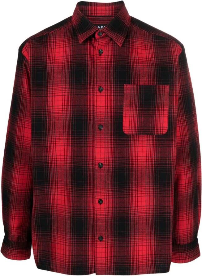 A.P.C. Geruit overhemd Rood