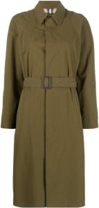 A.P.C. concealed-fastening belted trench coat Groen