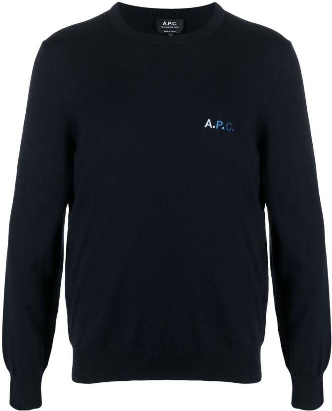 A.P.C. Sweater met geborduurd logo Blauw