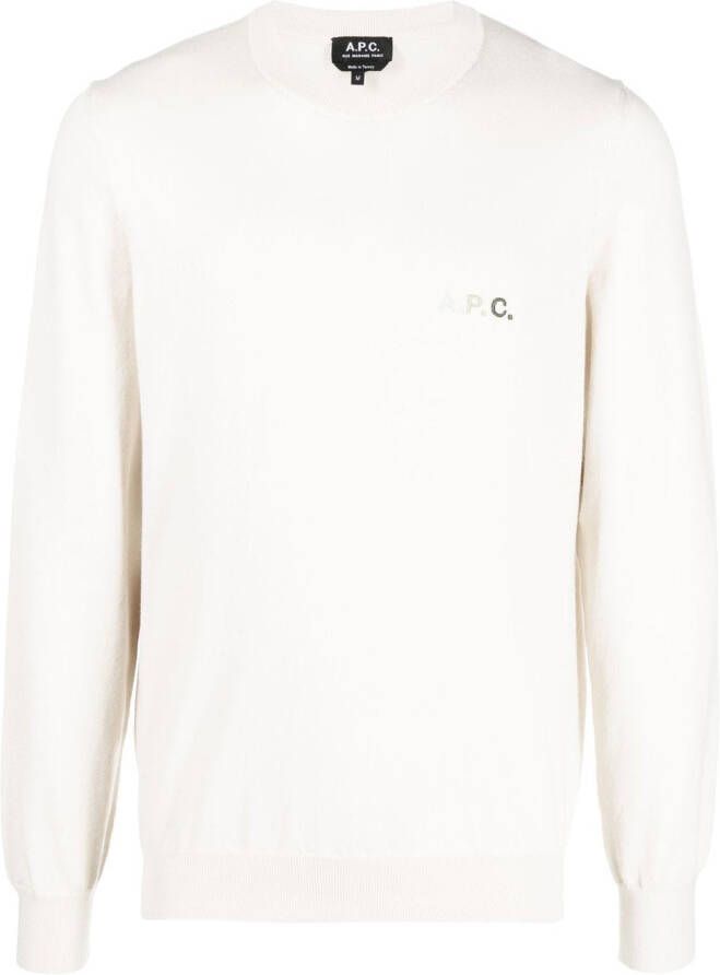 A.P.C. Trui met geborduurd logo Beige