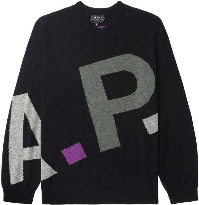 A.P.C. Trui met logopatch Zwart