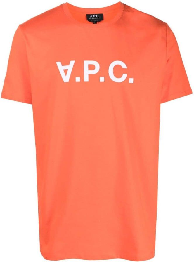A.P.C. T-shirt met logoprint Oranje