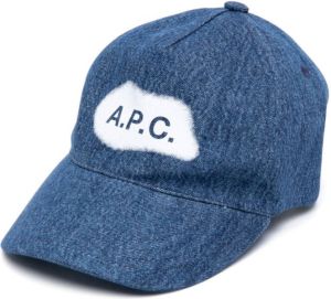 A.P.C. logo-print denim baseball cap Blauw