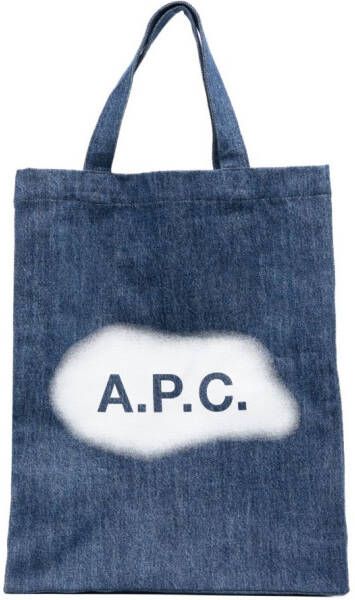 A.P.C. Shopper met logoprint Blauw