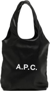 A.P.C. logo-print faux-leather tote bag Zwart