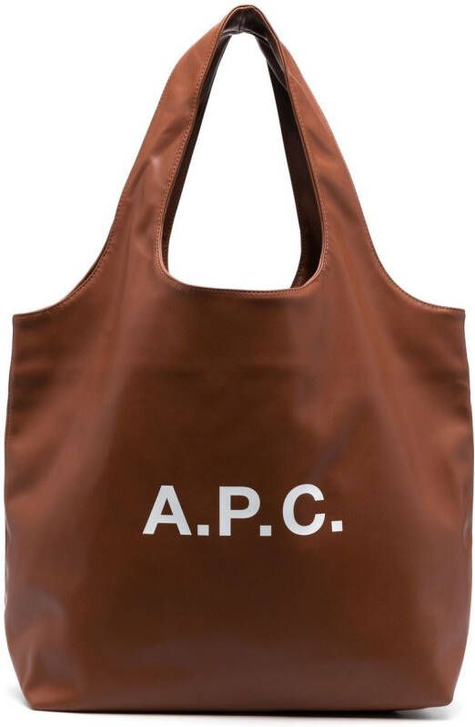 A.P.C. Shopper met logoprint Bruin