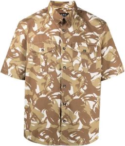 A.P.C. Overhemd met camouflageprint Beige