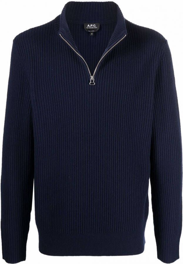 A.P.C. Ribgebreide trui Blauw