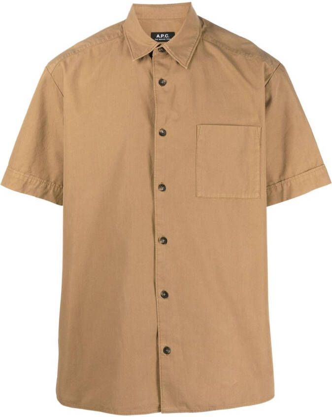A.P.C. Overhemd met korte mouwen Bruin