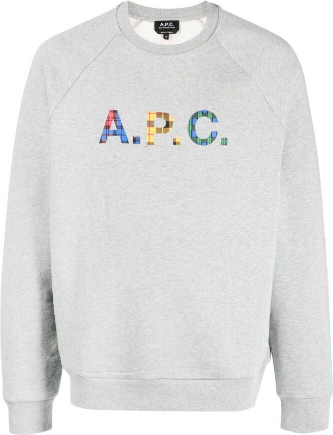 A.P.C. Shaun sweater met tartan ruit Grijs