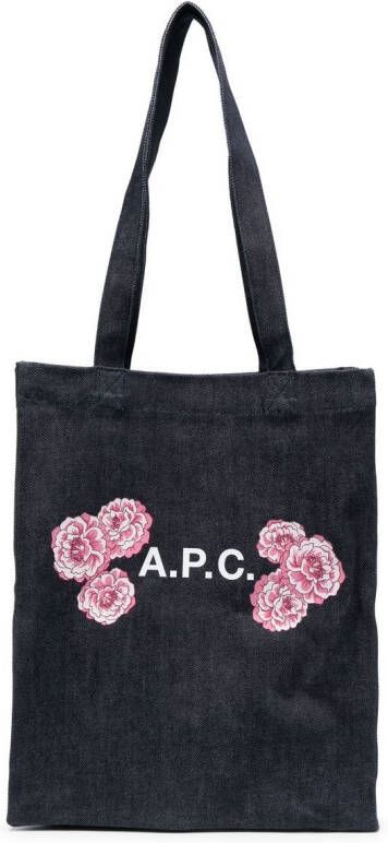 A.P.C. Shopper met bloe print Blauw