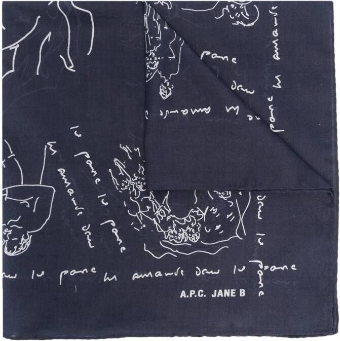 A.P.C. Sjaal met grafische print Blauw