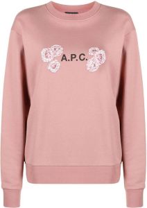 A.P.C. Sweater met bloe print Roze