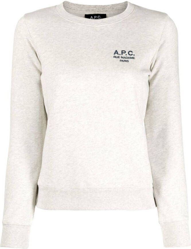 A.P.C. Sweater met geborduurd logo Grijs