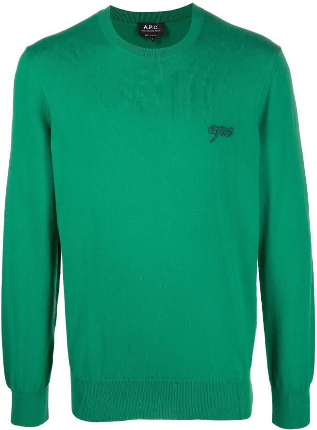 A.P.C. Sweater met geborduurd logo Groen